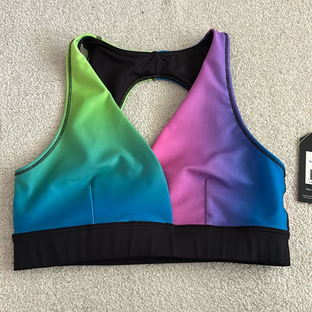 Zumba Surf Open Back Bra. NWT. Size Spicy(S)